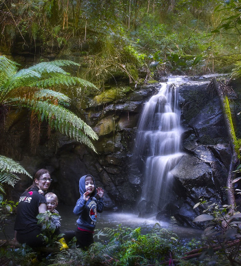 Bree-arne and family enjoy one of the Otways' spectacular waterfalls!